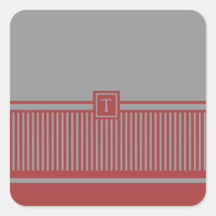 Classic Striped Monogram Square Sticker