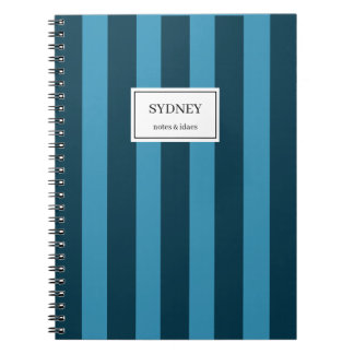 Classic Striped Notebook Custom Name Journal 