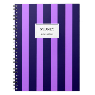 Classic Striped Notebook Custom Name Journal 
