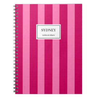 Classic Striped Notebook Custom Name Journal 