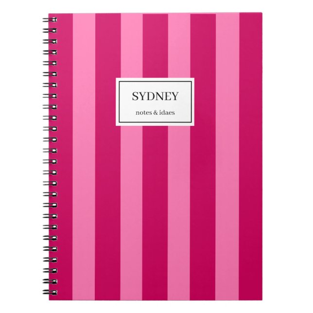 Classic Striped Notebook Custom Name Journal  (Front)