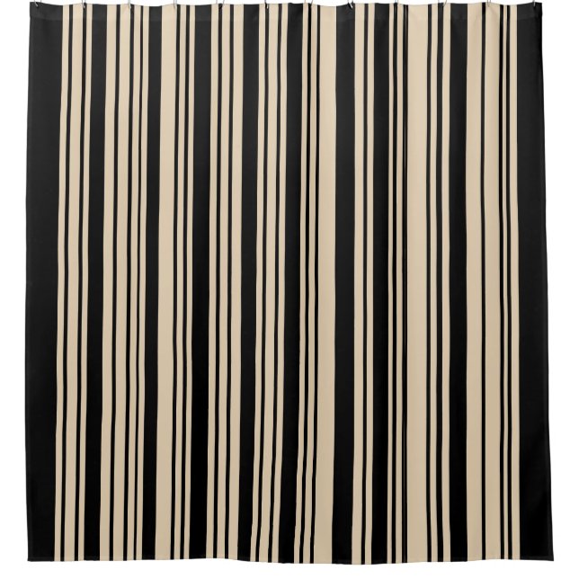 Classic Stripes Black and Taupe    Shower Curtain (Front)
