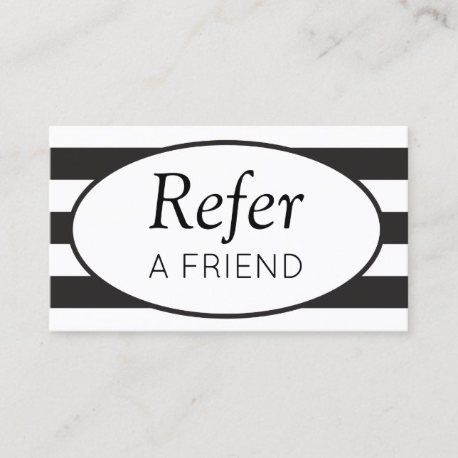 Classic Stripes Black Refer a Friend Referral Card (Front)