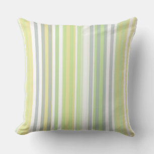 Classic Stripes Celery, Lemon, Grey Throw Pillow