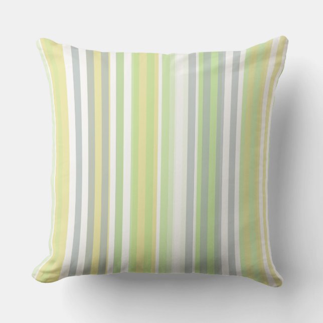 Classic Stripes Celery, Lemon, Grey Throw Pillow (Front)
