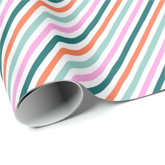 Classic Stripes Christmas Holiday Wrapping Paper (Roll Corner)