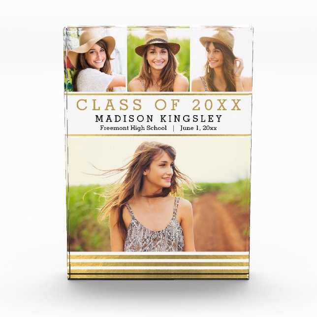 Classic Stripes EDITABLE COLOR Graduation Block (Front)