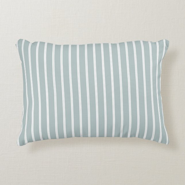 Classic Stripes Faded Blueand White  Accent Pillow (Front)