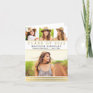 Classic Stripes Graduation Thank You Card