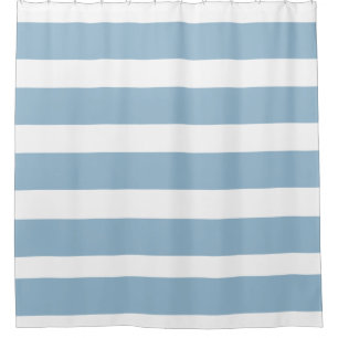Classic Stripes Light Slate Blue and White  Shower Curtain