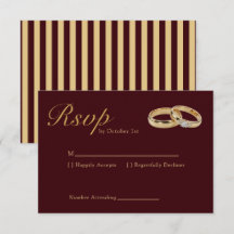 Classic Stripes Luxury Burgundy Gold Ring Wedding 