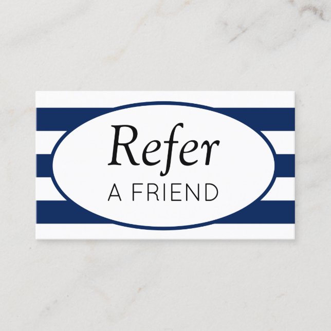 Classic Stripes Navy Refer a Friend Referral Card (Front)