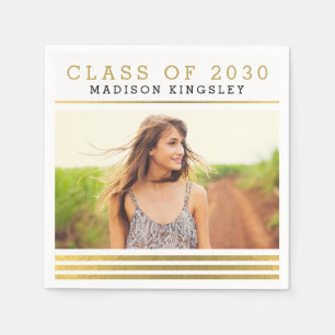 Classic Stripes Photo Graduation Napkins