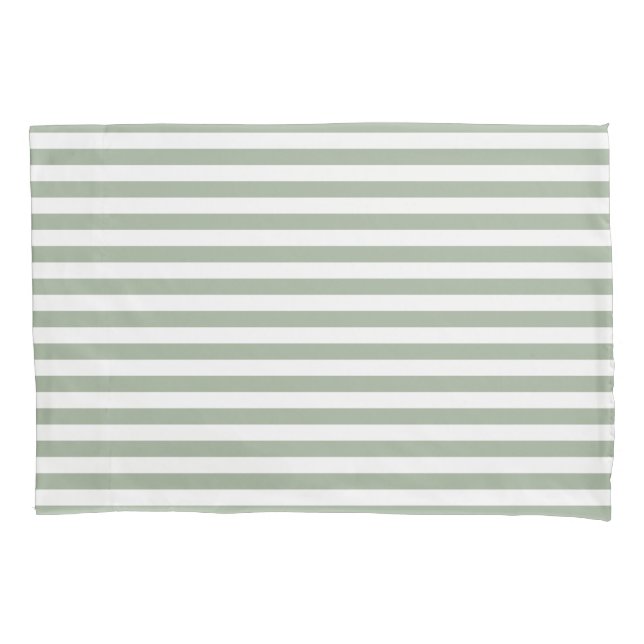 Classic Stripes Sage Green Pillowcase (Front)