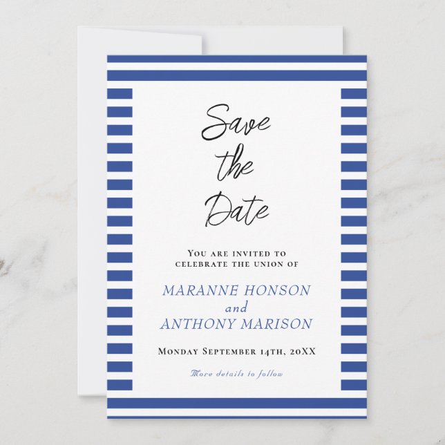 Classic Stripes Save the Date Invitation (Front)
