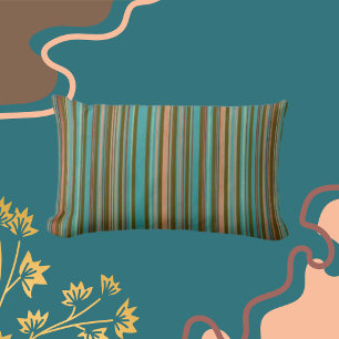 Classic Stripes Teal, Clay Shades, Brown  Lumbar Cushion