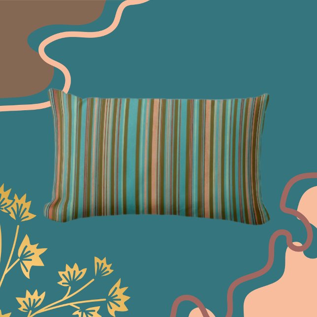 Classic Stripes Teal, Clay Shades, Brown  Lumbar Cushion (Creator Uploaded)