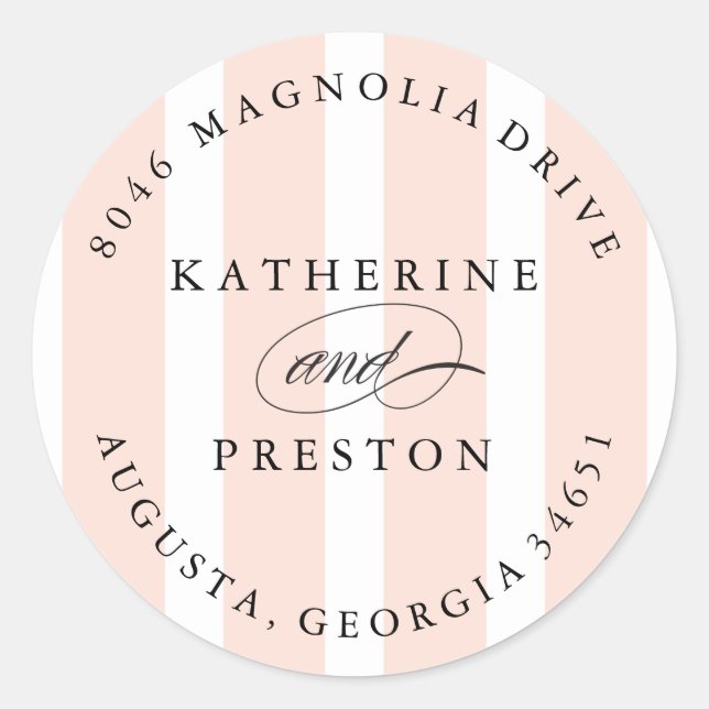 Classic Stripes Wedding Monogram Address Label (Front)