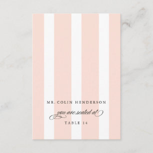 Classic Stripes Wedding Place Card in Pale Pink