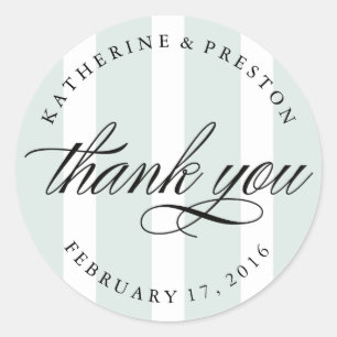 Classic Stripes Wedding Thank You Favour Sticker