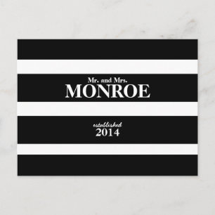 CLASSIC STRIPES WEDDING THANK YOU POSTCARD