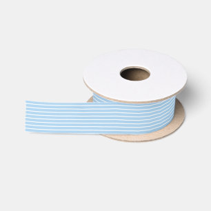 Classic Stripes White - Baby Blue Satin Ribbon