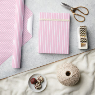 Classic Stripes White - Light Pink Wrapping Paper
