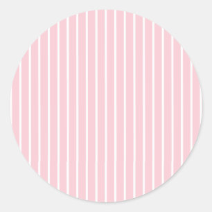 Classic Stripes White - Pink Round Sticker