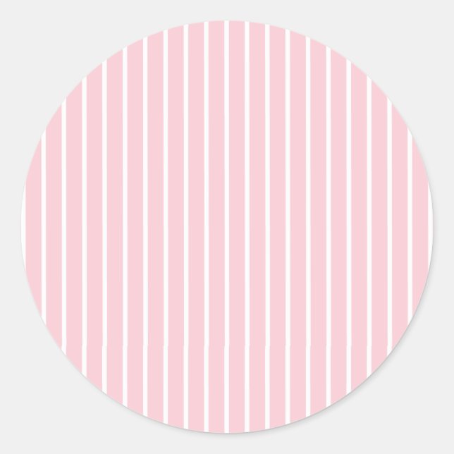 Classic Stripes White - Pink Round Sticker (Front)