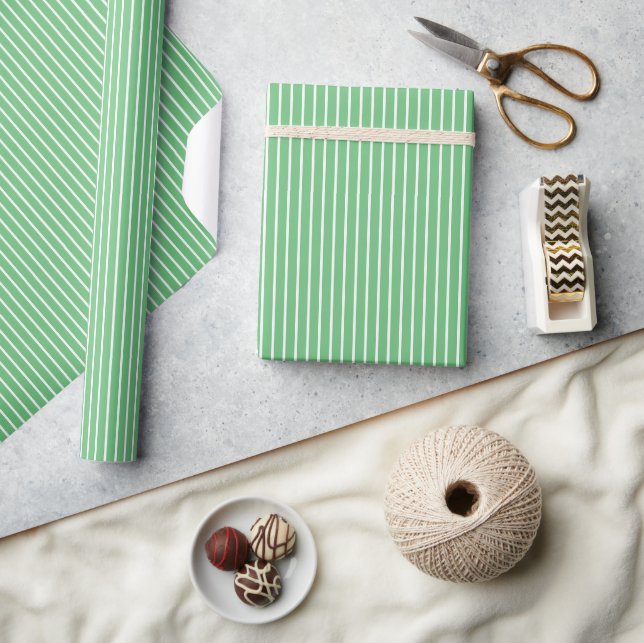 Classic Stripes White - Summer Green Wrapping Paper (Crafts)