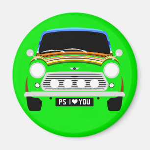 Classic Stripey Austin Mini Cooper car Magnet