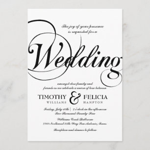 Classic Style Black and White Wedding Invitation