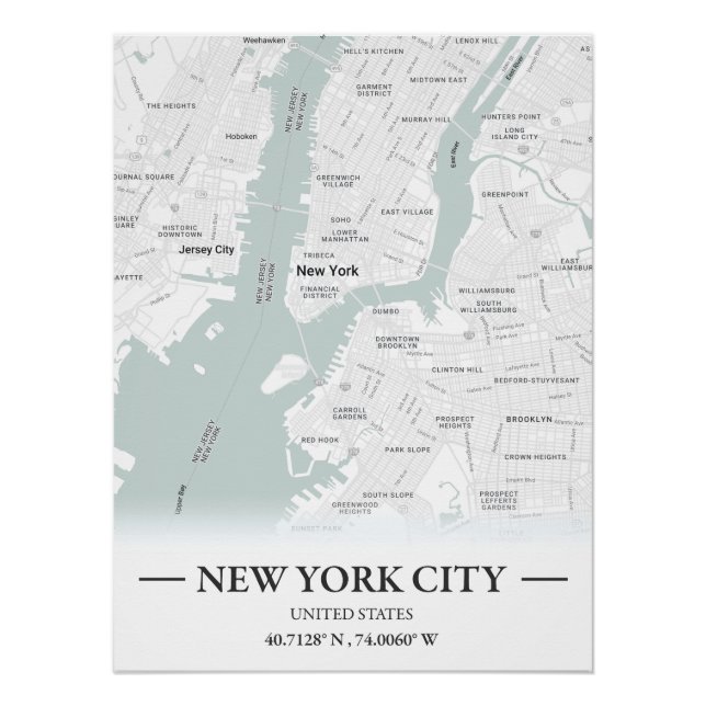Classic style city map of New York City, USA Poster (Front)