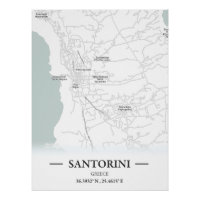 Classic style city map of Santorini, Greece