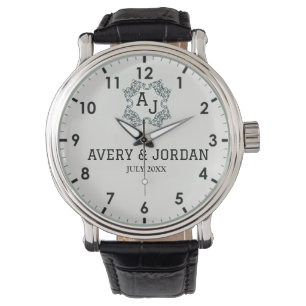 Classic style monograms with names and initials  watch