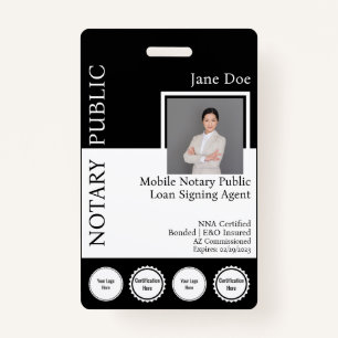 Classic Style Notary Public Badge with QR ID Badge