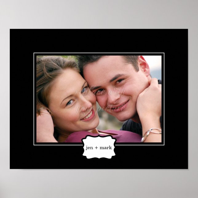 Classic Style Personalised Photo Mat - Black - Poster (Front)