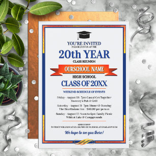 Classic Style School Colours Class Reunion Invitat Invitation