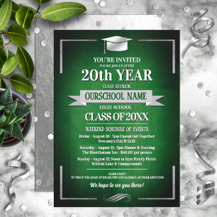Classic Style School Colours Class Reunion  Invitation