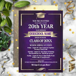 Classic Style School Colours Class Reunion Invitation