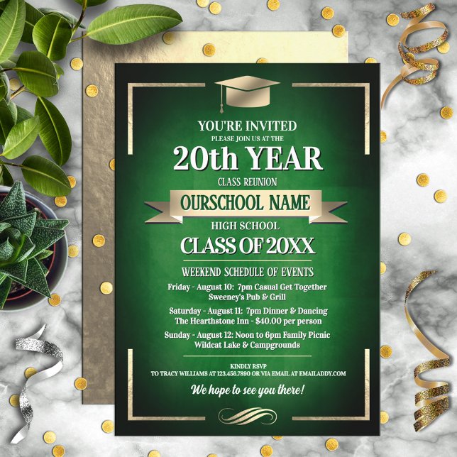 Classic Style School Colours Class Reunion Invitation (Creator Uploaded)
