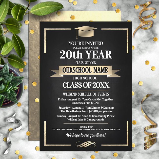 Classic Style School Colours Class Reunion Invitation (Creator Uploaded)