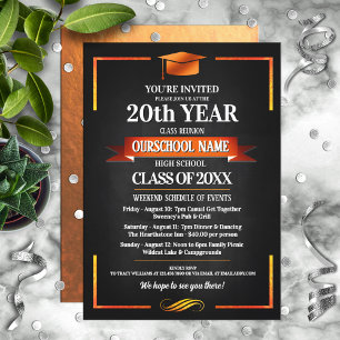 Classic Style School Colours Class Reunion Invitation