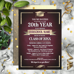Classic Style School Colours Class Reunion Invitation