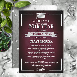 Classic Style School Colours Class Reunion Invitation