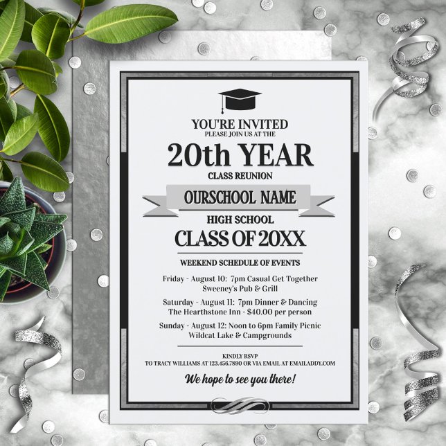 Classic Style School Colours Class Reunion Invitation (Creator Uploaded)