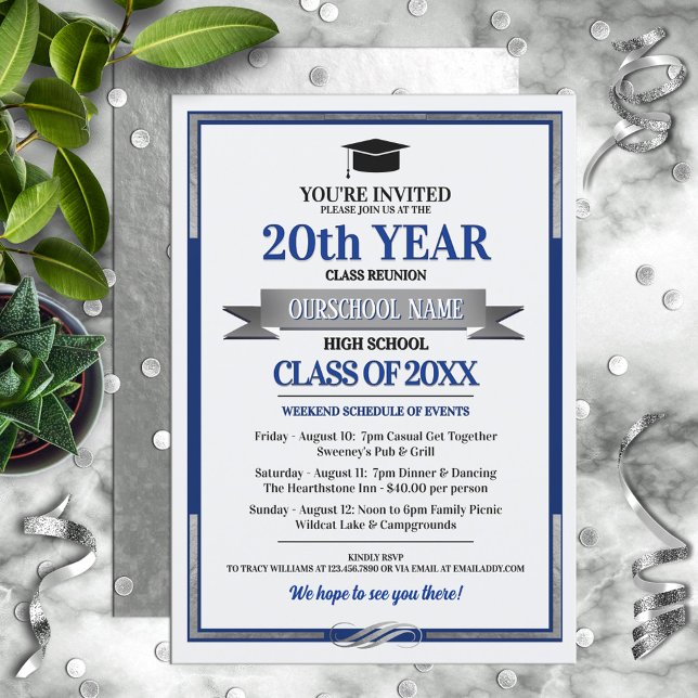 Classic Style School Colours Class Reunion Invitation (Creator Uploaded)