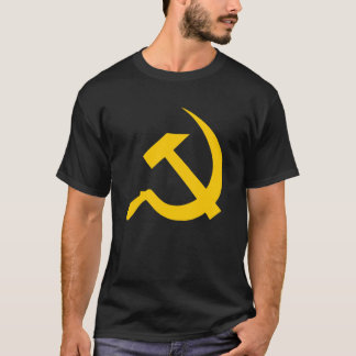 Classic Style Yellow Hammer & Sickle on Black T-Shirt