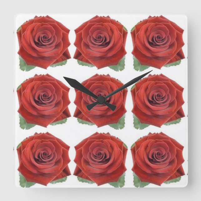 Classic Styles Florals Square Wall Clock (Front)