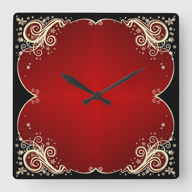 Classic Styles Scrollwork Square Wall Clock (Front)